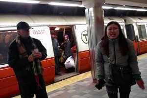 This woman began LOUDLY mocking the message, even going down on her knees. She made quite a scene!