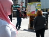 My friend Ray Cobb volunteered a day and preached an exxcellent message downtown. Many people stopped to listen including this Muslim woman.