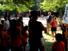 Here Vivienne is teaching the kids a song, 'Lord I Lift Your Name on High.'