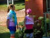 My daughters Vivienne (left) and Juliana (right) getting ready to go on stage to lead praise music for children. They were supposed to wear as bright colors as they could, and WOW did they ever!